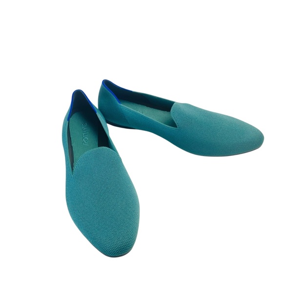 ROTHY'S  The almond Loafer Slip On Washable Ballet Flats in Blue Sage Size 10 - Picture 2 of 14